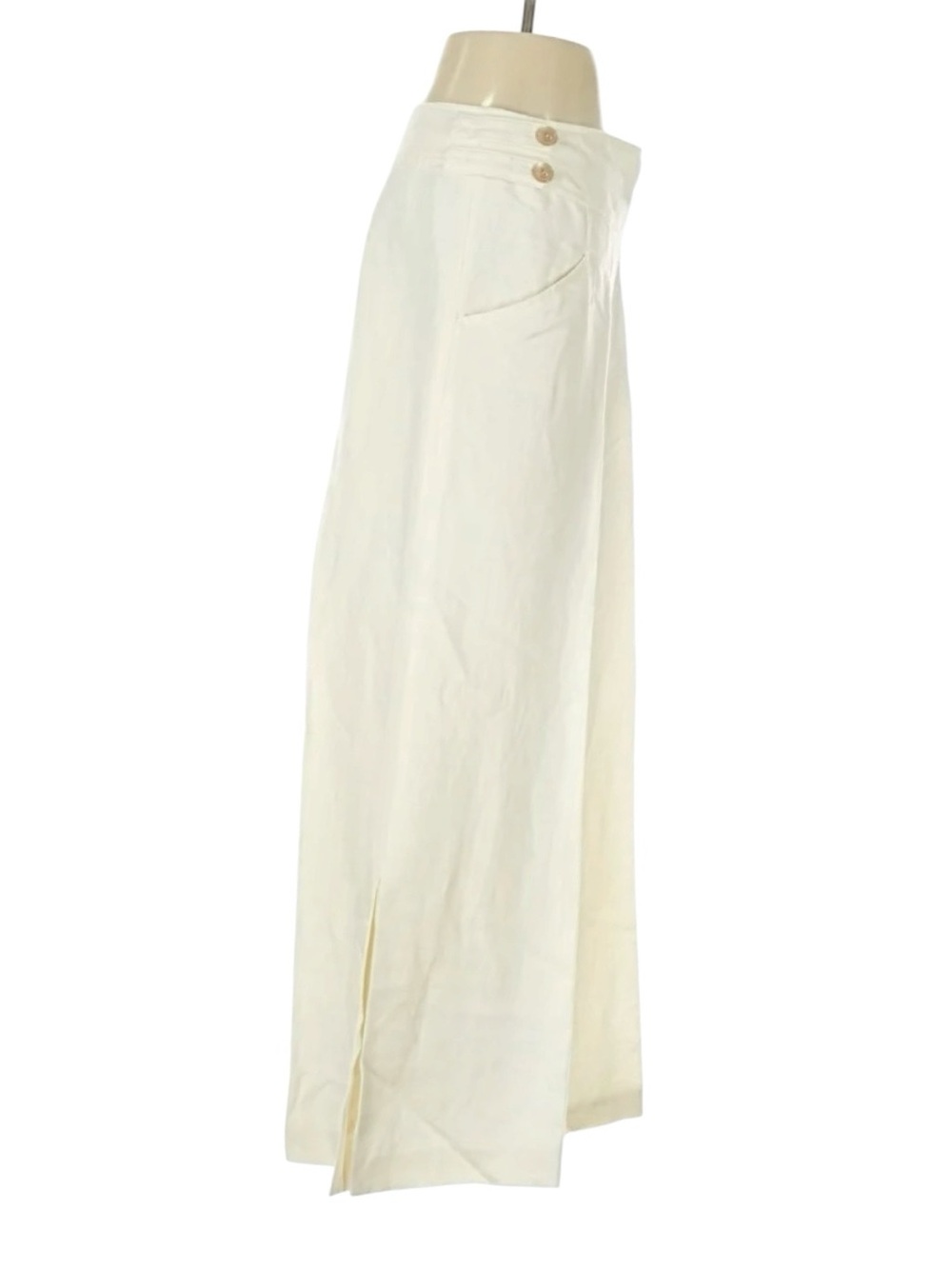 Anthropologie Elevenses Off White Linen Rayon Wide Leg Pants 4 Minimalist Chic - Picture 7 of 13